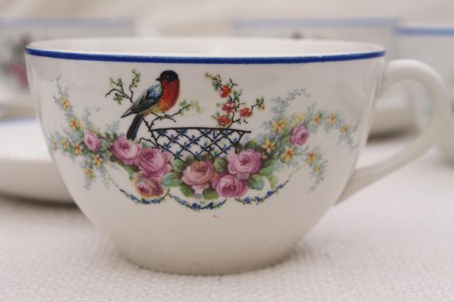 photo of vintage Homer Laughlin bluebird china, plates, tea cups & saucers set for 6 #11