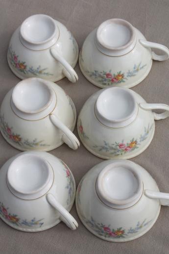 photo of vintage Homer Laughlin china Cashmere floral Eggshell Georgian cups & saucers #6