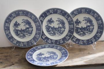 catalog photo of vintage Homer Laughlin china blue & white Shakespeare Country dinner plates