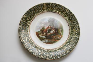 catalog photo of vintage Homer Laughlin china plate w/ scene from Constable, cottage & cows