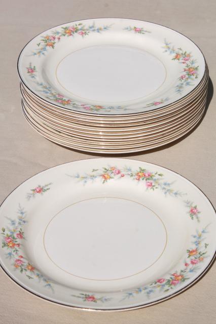 photo of vintage Homer Laughlin eggshell Nautilus china dinner plates, Cashmere pattern floral #1