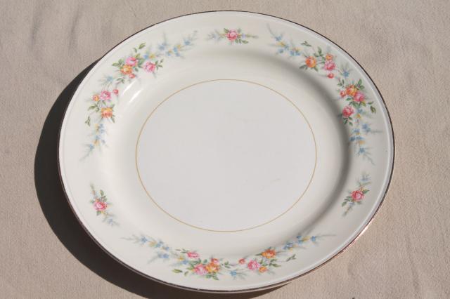 photo of vintage Homer Laughlin eggshell Nautilus china dinner plates, Cashmere pattern floral #3