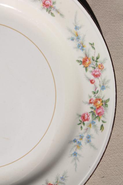 photo of vintage Homer Laughlin eggshell Nautilus china dinner plates, Cashmere pattern floral #4