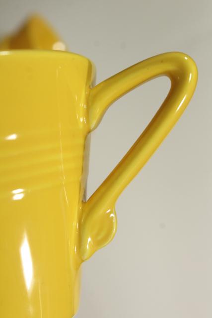 photo of vintage Homer Laughlin fiesta yellow Harlequin cups & saucers, mid-century deco style #7