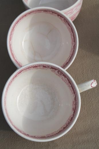 photo of vintage Homer Laughlin red transferware Currier & Ives View of New York cups & saucers #8