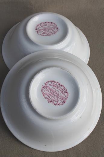 photo of vintage Homer Laughlin red transferware Currier & Ives serving bowls winter road #5