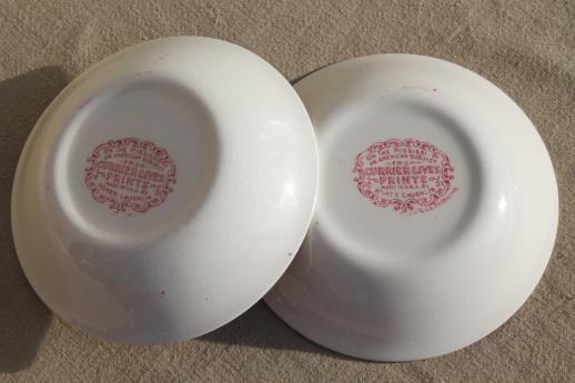 photo of vintage Homer Laughlin red transferware china Currier & Ives Mississippi steamboat bowls #5