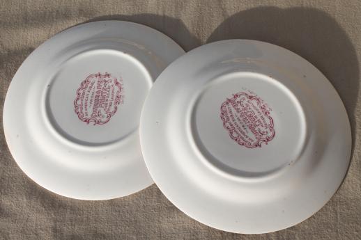 photo of vintage Homer Laughlin red transferware china plates Currier & Ives Clipper Ship #5