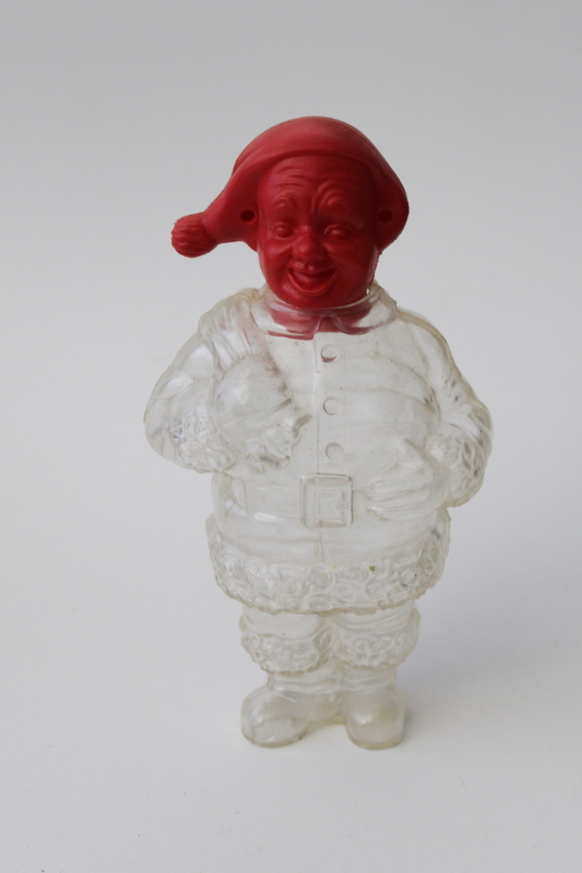 photo of vintage Hong Kong plastic Christmas candy container, large Santa or elf decoration #1