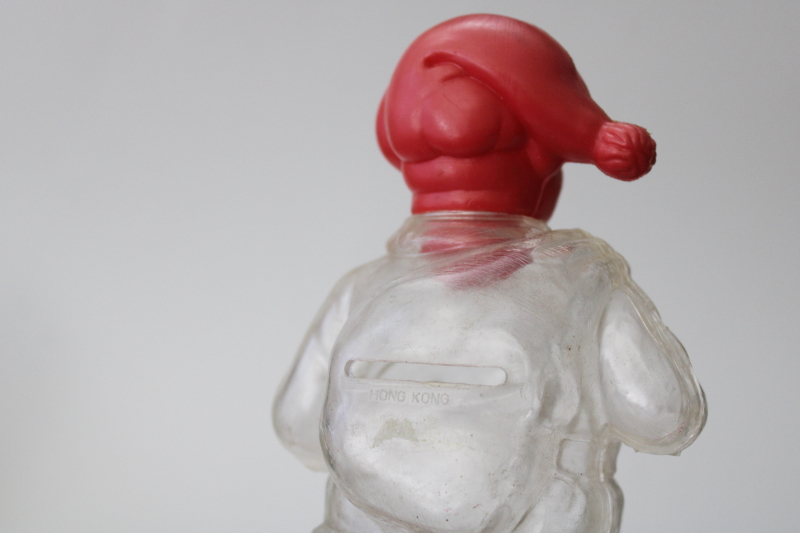 photo of vintage Hong Kong plastic Christmas candy container, large Santa or elf decoration #3