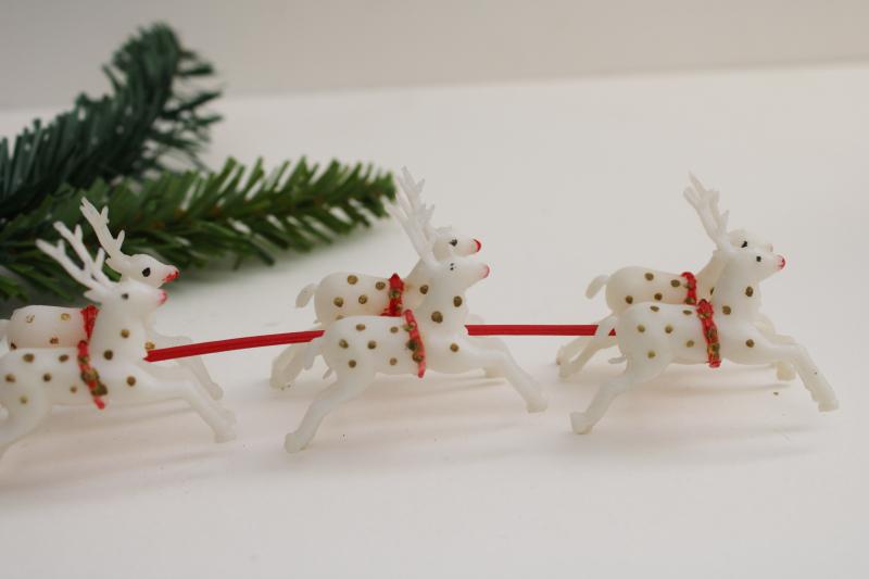 photo of vintage Hong Kong plastic cake topper, Christmas Santa sleigh & reindeer #3