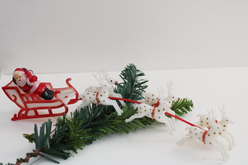 photo of vintage Hong Kong plastic cake topper, Christmas Santa sleigh & reindeer #4