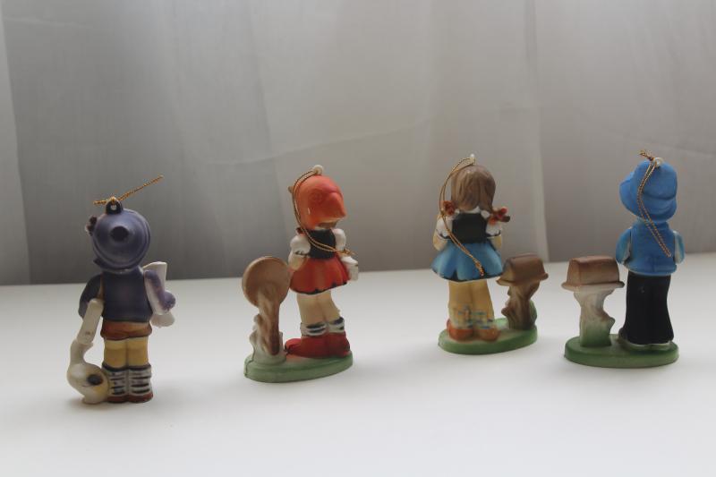 photo of vintage Hong Kong plastic figurines, Hummels Valentine children, bus stop girl & boy #4