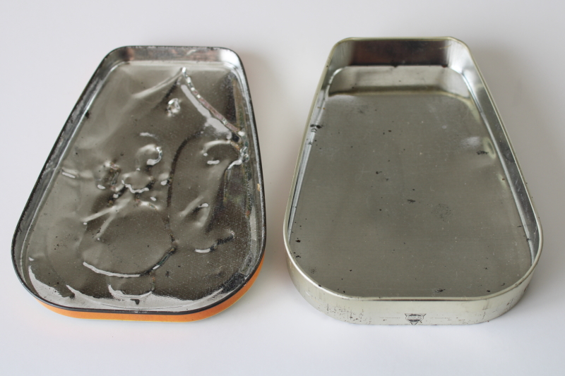 photo of vintage Horner toffee tin, small candy container w/ weather house boy & girl print  #4