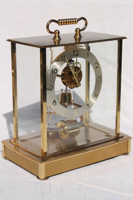 photo of vintage Howard Miller brass carriage clock w/ mystery pendulum Germany  #1