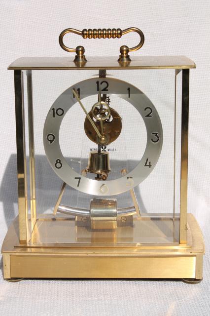 photo of vintage Howard Miller brass carriage clock w/ mystery pendulum Germany  #6