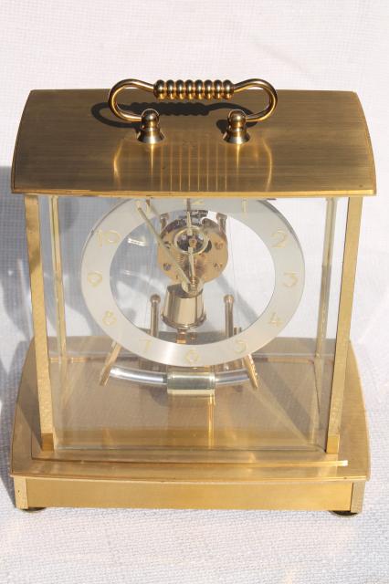 photo of vintage Howard Miller brass carriage clock w/ mystery pendulum Germany  #12