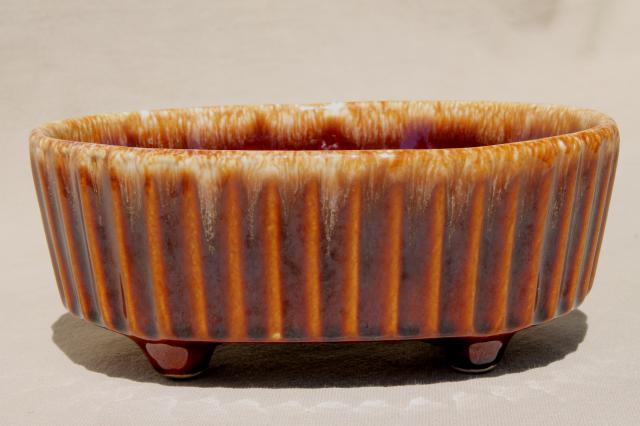 photo of vintage Hull brown drip glaze pottery planter pot / cactus & succulent bowl #1