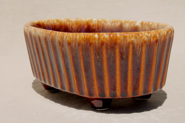 photo of vintage Hull brown drip glaze pottery planter pot / cactus & succulent bowl #3