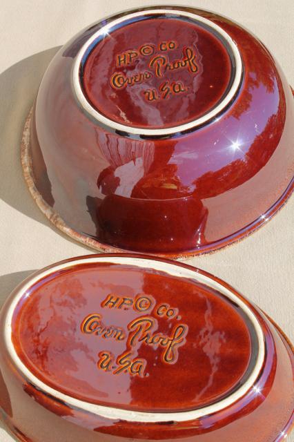 photo of vintage Hull brown drip oven proof pottery, large round mixing bowl & oval dish #2