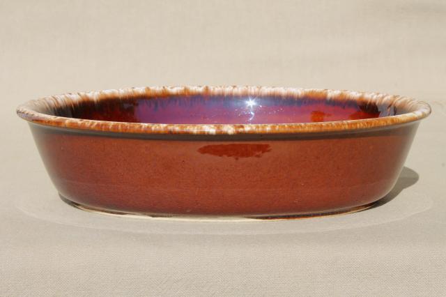 photo of vintage Hull brown drip oven proof pottery, large round mixing bowl & oval dish #8