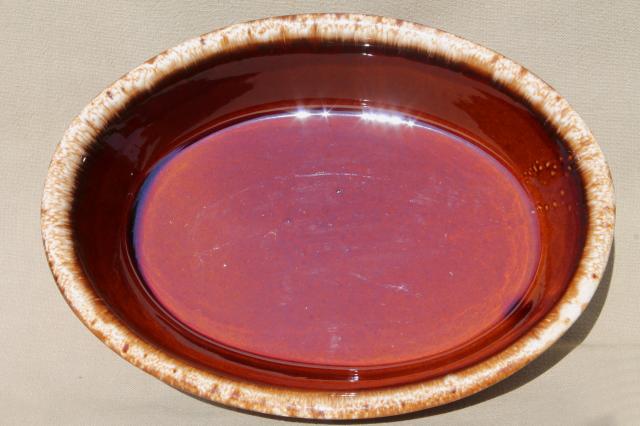 photo of vintage Hull brown drip oven proof pottery, large round mixing bowl & oval dish #9