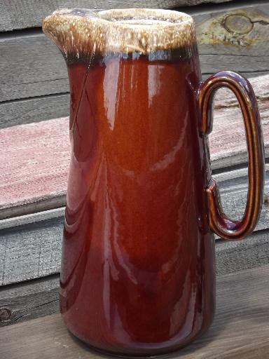 photo of vintage Hull mirror brown drip pottery, oven proof coffee pot, no lid #1