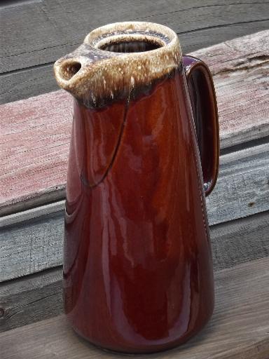 photo of vintage Hull mirror brown drip pottery, oven proof coffee pot, no lid #2