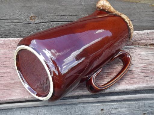 photo of vintage Hull mirror brown drip pottery, oven proof coffee pot, no lid #3