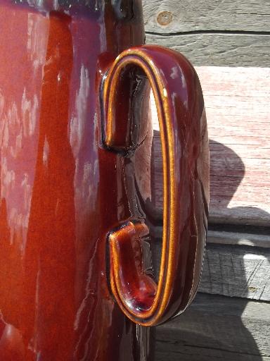 photo of vintage Hull mirror brown drip pottery, oven proof coffee pot, no lid #4