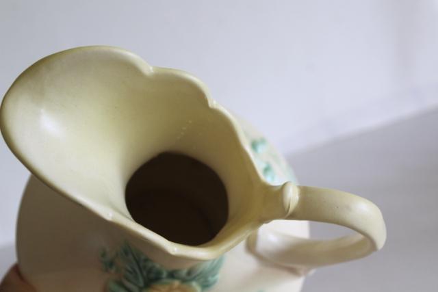 photo of vintage Hull pottery Wildflower trillium pattern ewer pitcher shape vase #3