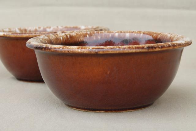 photo of vintage Hull pottery brown drip glaze chili or soup bowls & cereal bowls #3