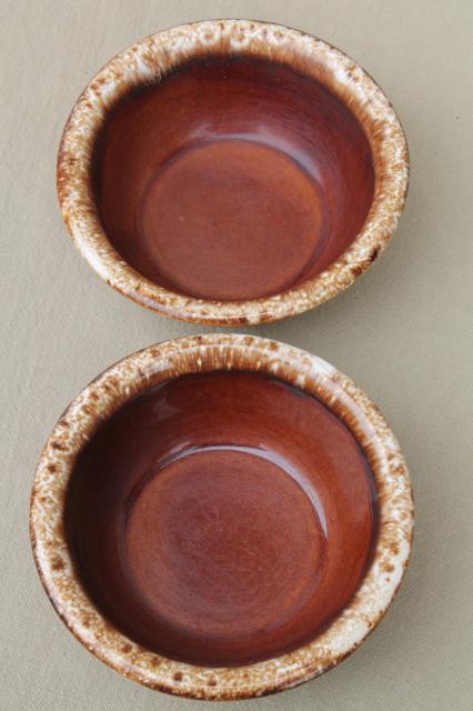 photo of vintage Hull pottery brown drip glaze chili or soup bowls & cereal bowls #4