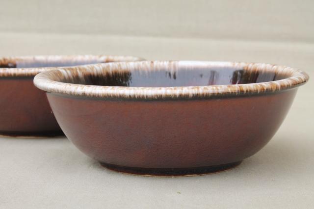 photo of vintage Hull pottery brown drip glaze chili or soup bowls & cereal bowls #5