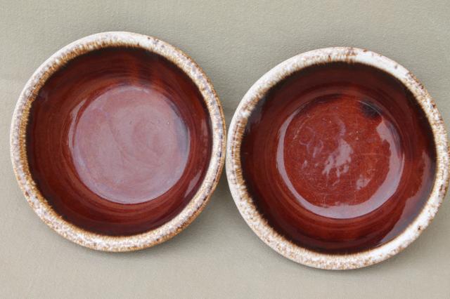 photo of vintage Hull pottery brown drip glaze chili or soup bowls & cereal bowls #6