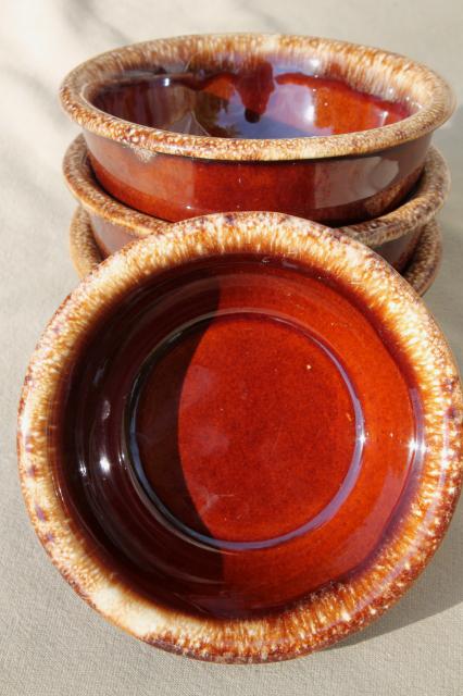 photo of vintage Hull pottery brown drip glaze oatmeal / cereal bowls, set of 4 #4