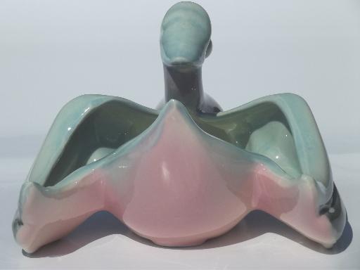 photo of vintage Hull pottery swan bird planter in retro pink & blue! #4