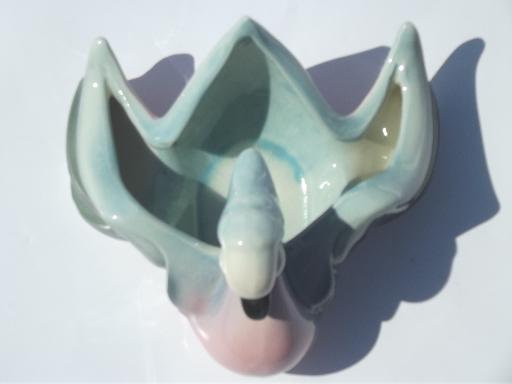 photo of vintage Hull pottery swan bird planter in retro pink & blue! #7