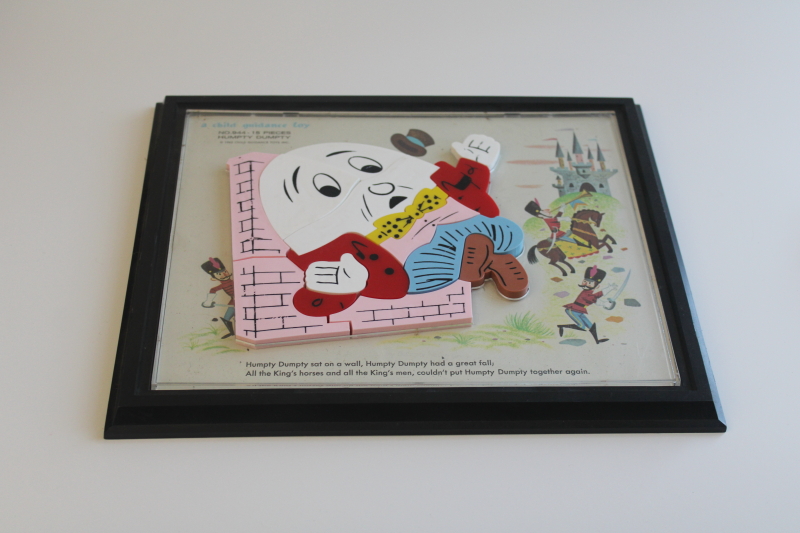 photo of vintage Humpty Dumpty magnetic frame tray puzzle, 1962 Child Guidance toy early learning  #1