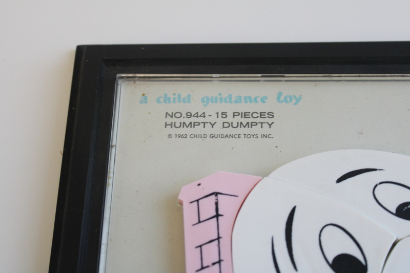 photo of vintage Humpty Dumpty magnetic frame tray puzzle, 1962 Child Guidance toy early learning  #2