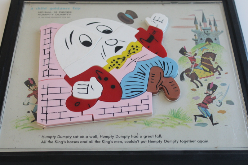 photo of vintage Humpty Dumpty magnetic frame tray puzzle, 1962 Child Guidance toy early learning  #3