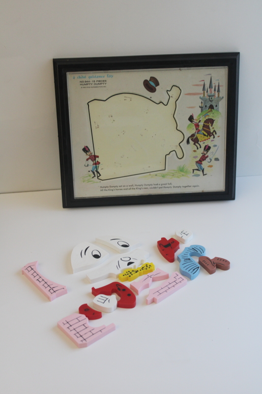 photo of vintage Humpty Dumpty magnetic frame tray puzzle, 1962 Child Guidance toy early learning  #4