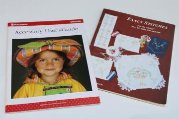 catalog photo of vintage Husqvarna Viking sewing machine accessory user's manual & guide to fancy embroidery stitches 