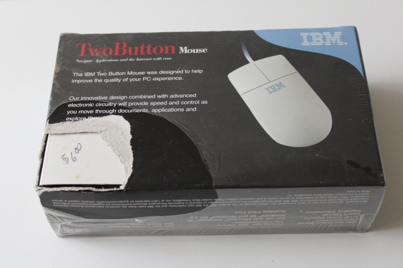 photo of vintage IBM PC computer mouse sealed package w/ software diskette for Windows 95 98 NT dated 2000  #2