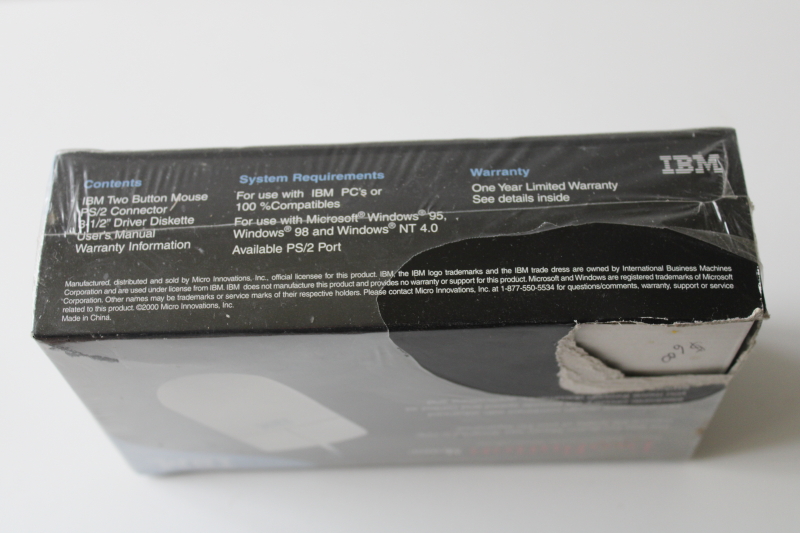 photo of vintage IBM PC computer mouse sealed package w/ software diskette for Windows 95 98 NT dated 2000  #3