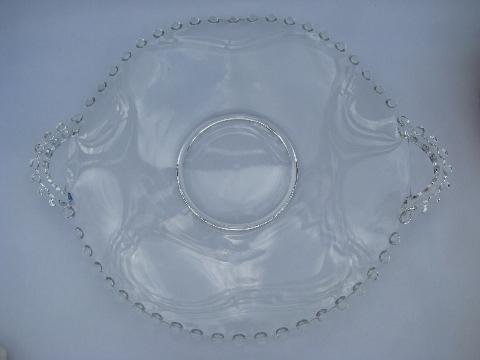 photo of vintage Imperial Candlewick glass, bead edge two handled plate #1