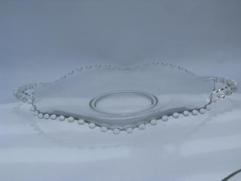 photo of vintage Imperial Candlewick glass, bead edge two handled plate #3