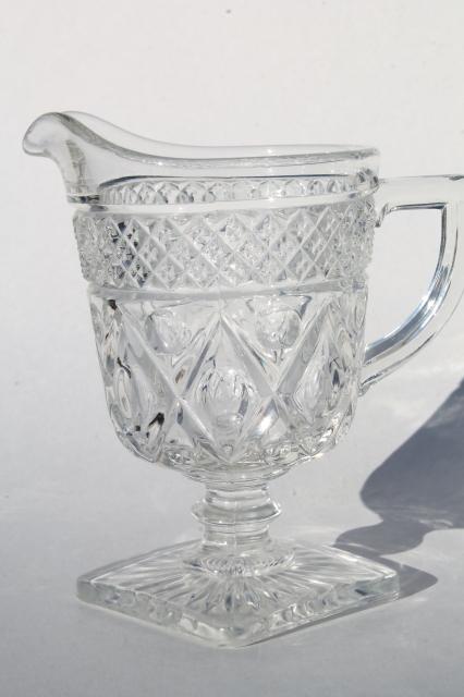 photo of vintage Imperial Cape Cod crystal clear glass cream & sugar set, water stem creamer open sugar bowl #2