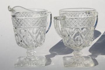 catalog photo of vintage Imperial Cape Cod crystal clear glass cream & sugar set, water stem creamer open sugar bowl