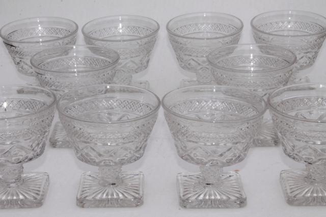 photo of vintage Imperial Cape Cod crystal clear glass sundae glasses, sherbet dessert dishes #1